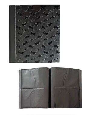ELSA L Black Faux Leather Photo Album 8.5x9 Floral Pierced Cutout 50 pages